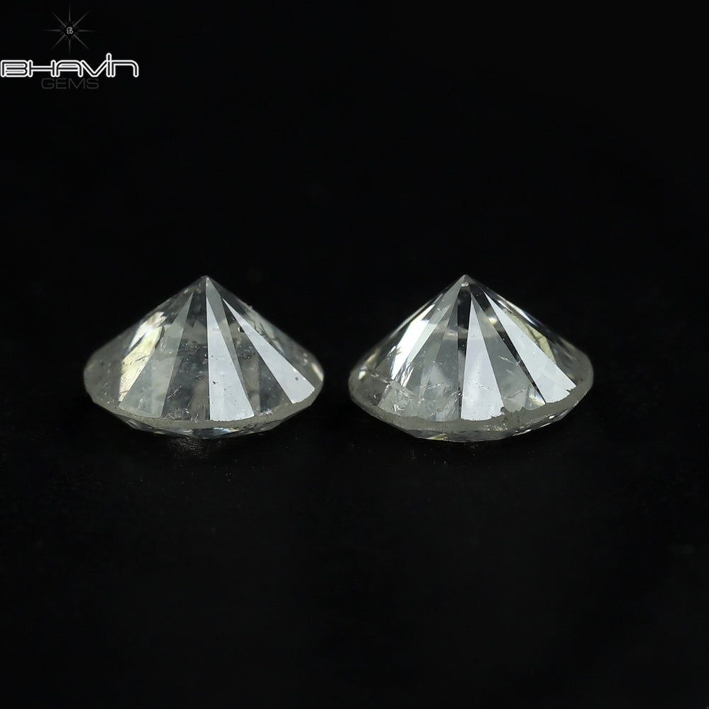 0.78 CT/2 Pcs Round Shape Natural Loose Diamond White Color I3 Clarity (4.70 MM)