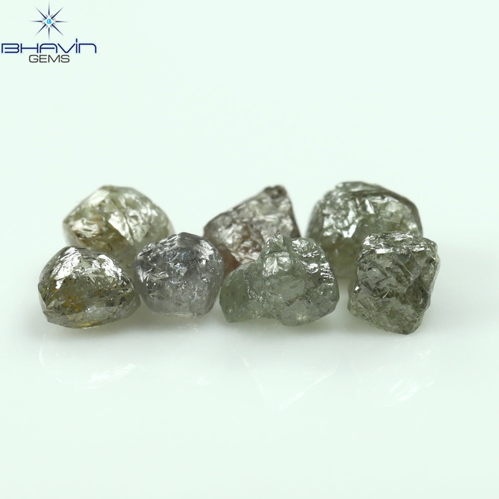 2.17 CT/7 Pcs Rough Shape Salt And Pepper Color Natural Diamond I3 Clarity (3.77 MM)