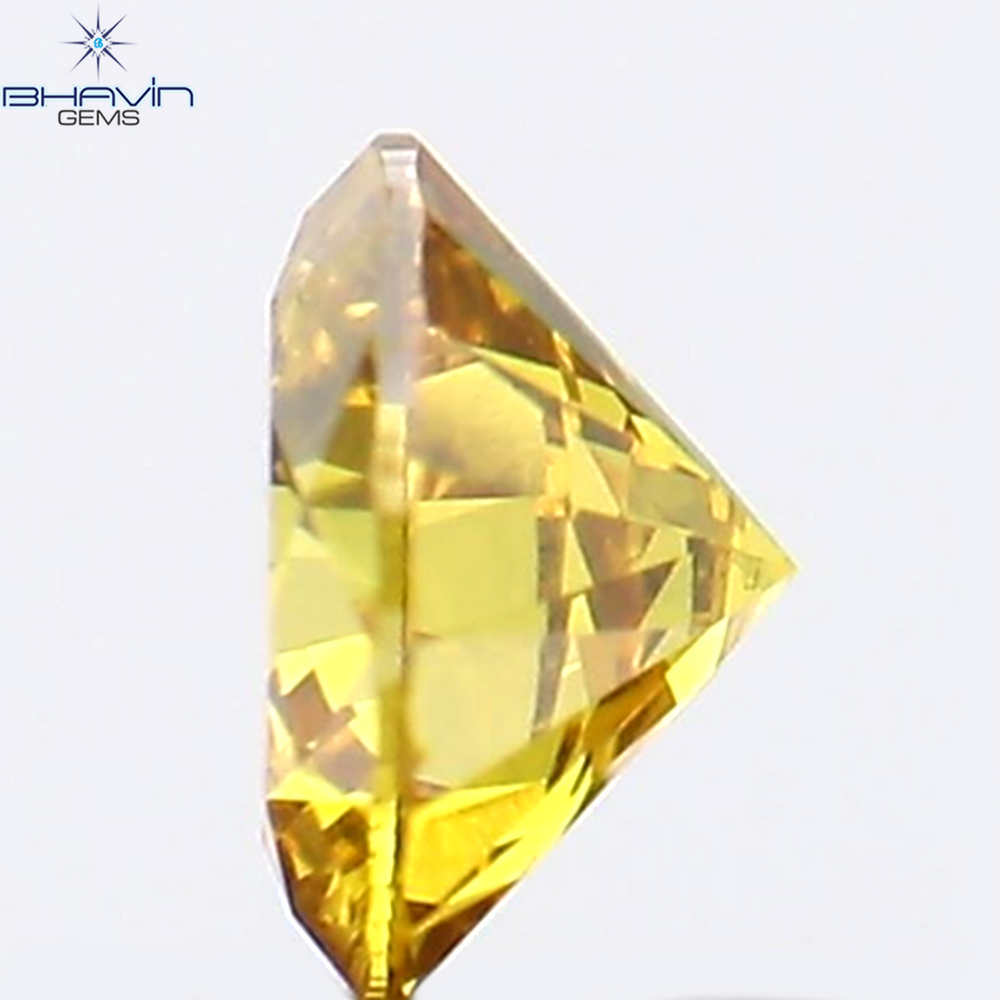 0.16 CT Round Shape Natural Diamond Vivid Yellow (Canary) Color SI1 Clarity (3.56 MM)