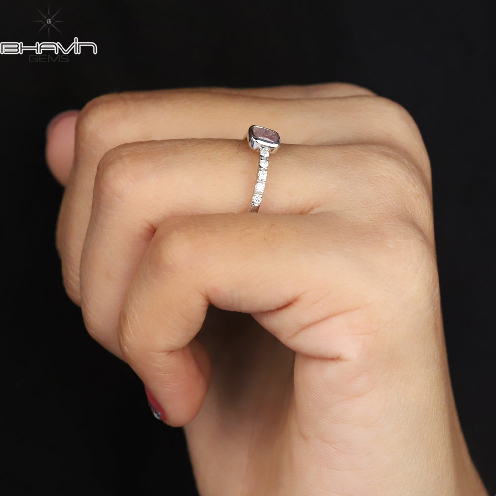 Cushion Diamond Natural Diamond Ring Pink Color Gold Ring Engagement Ring