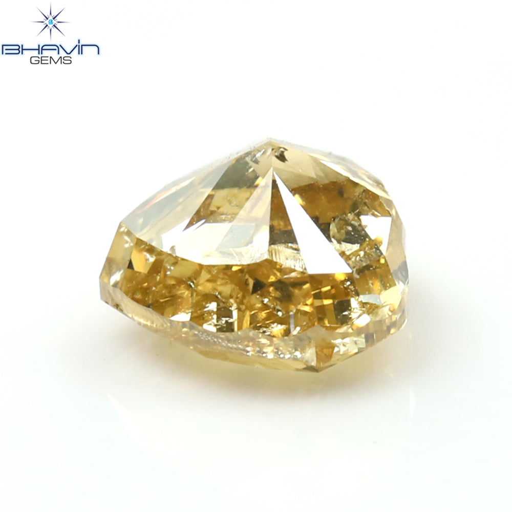 1.00 CT Heart Shape Natural Diamond Orange Yellow Color I2 Clarity (6.22 MM)