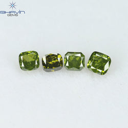 0.56 CT/4 Pcs Cushion Shape Natural Diamond Green Color SI Clarity (3.04 MM)