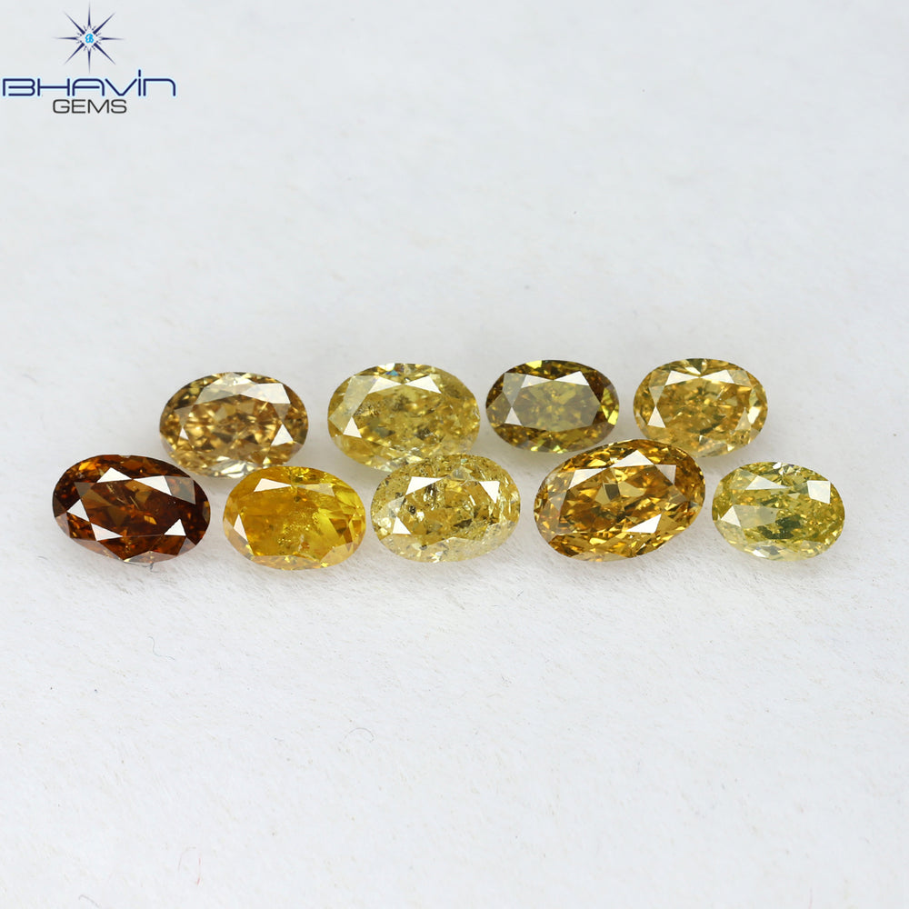 1.31 CT/9 Pcs Oval Shape Natural Diamond Mix Color SI Clarity (3.45 MM)