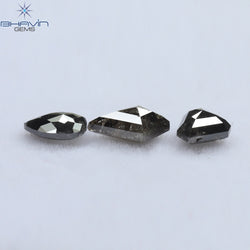 1.11 CT/3 Pcs Mix Shape Natural Diamond Salt And Pepper Color I3 Clarity (6.68 MM)