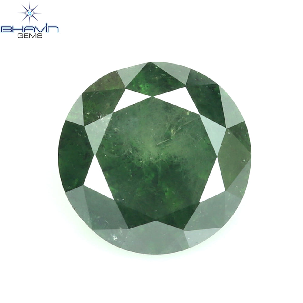 0.59 CT Round Diamond Natural Loose Diamond Green Color I3 Clarity (5.35 MM)