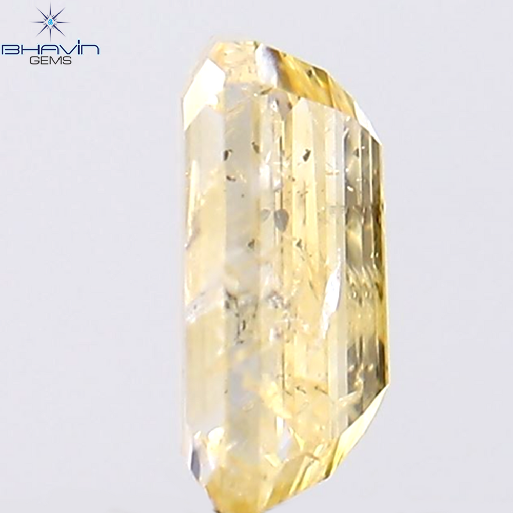 0.38 CT Emerald Shape Natural Diamond Orange Color I2 Clarity (5.17 MM)