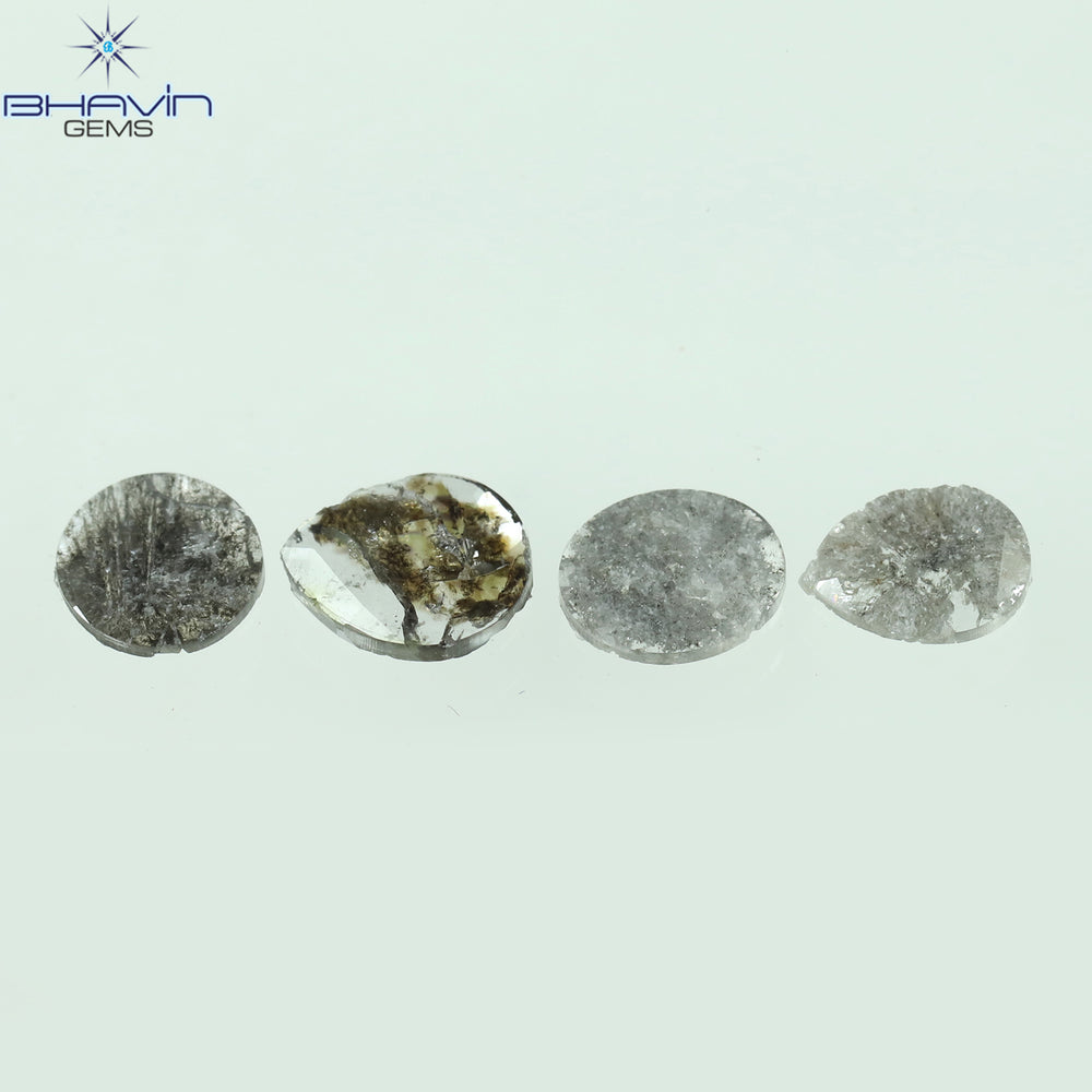 0.98 CT/4 Pcs Mix Slice Shape Natural Diamond  Salt And Pepper Color I3 Clarity (6.44 MM)