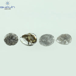 0.98 CT/4 Pcs Mix Slice Shape Natural Diamond  Salt And Pepper Color I3 Clarity (6.44 MM)