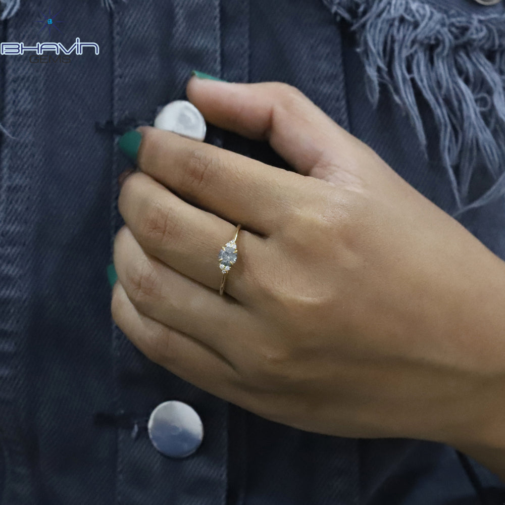 ラウンド ダイヤモンド, 天然ダイヤモンド リング, ソルト アンド ペッパー ダイヤモンド, ゴールド リング, 婚約指輪, 結婚指輪, ダイヤモンド リング