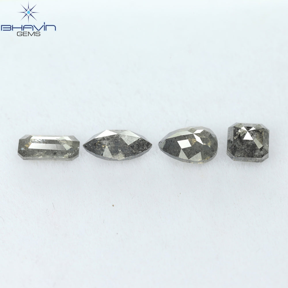 1.26 CT/4 PCS Mix Shape Natural Diamond Salt And pepper Color I3 Clarity (5.94 MM)
