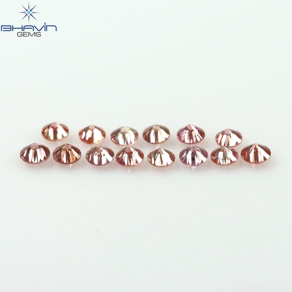 0.26 CT/14 ピース ラウンド シェイプ ナチュラル ルース ダイヤモンド ピンク カラー SI クラリティ (1.75 MM)