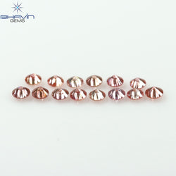 0.26 CT/14 ピース ラウンド シェイプ ナチュラル ルース ダイヤモンド ピンク カラー SI クラリティ (1.75 MM)