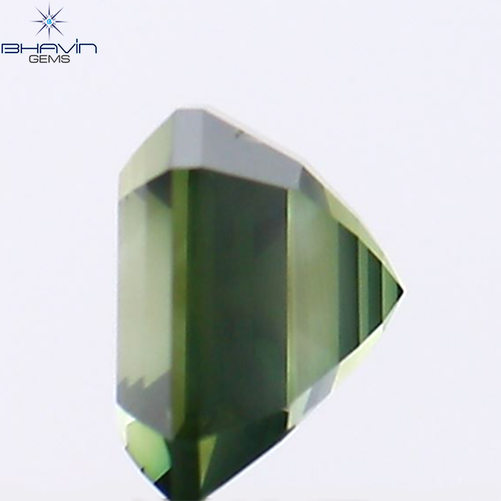 1.01 CT アッシャー シェイプ ナチュラル ダイヤモンド グリーン カラー VS1 クラリティ (5.34 MM)