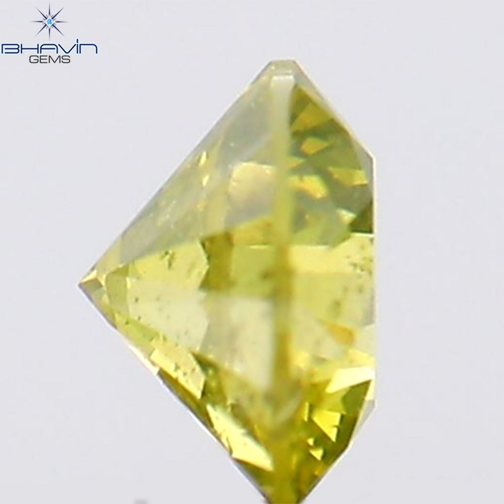 0.15 CT Round Shape Natural Diamond Green Yellow Color SI2 Clarity (3.33 MM)