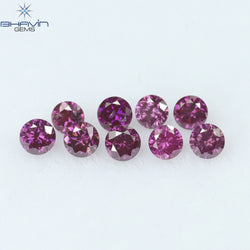 0.24 CT/9 PCS Round Diamond Pink Color Natural Diamond I1 Clarity (1.90 MM)