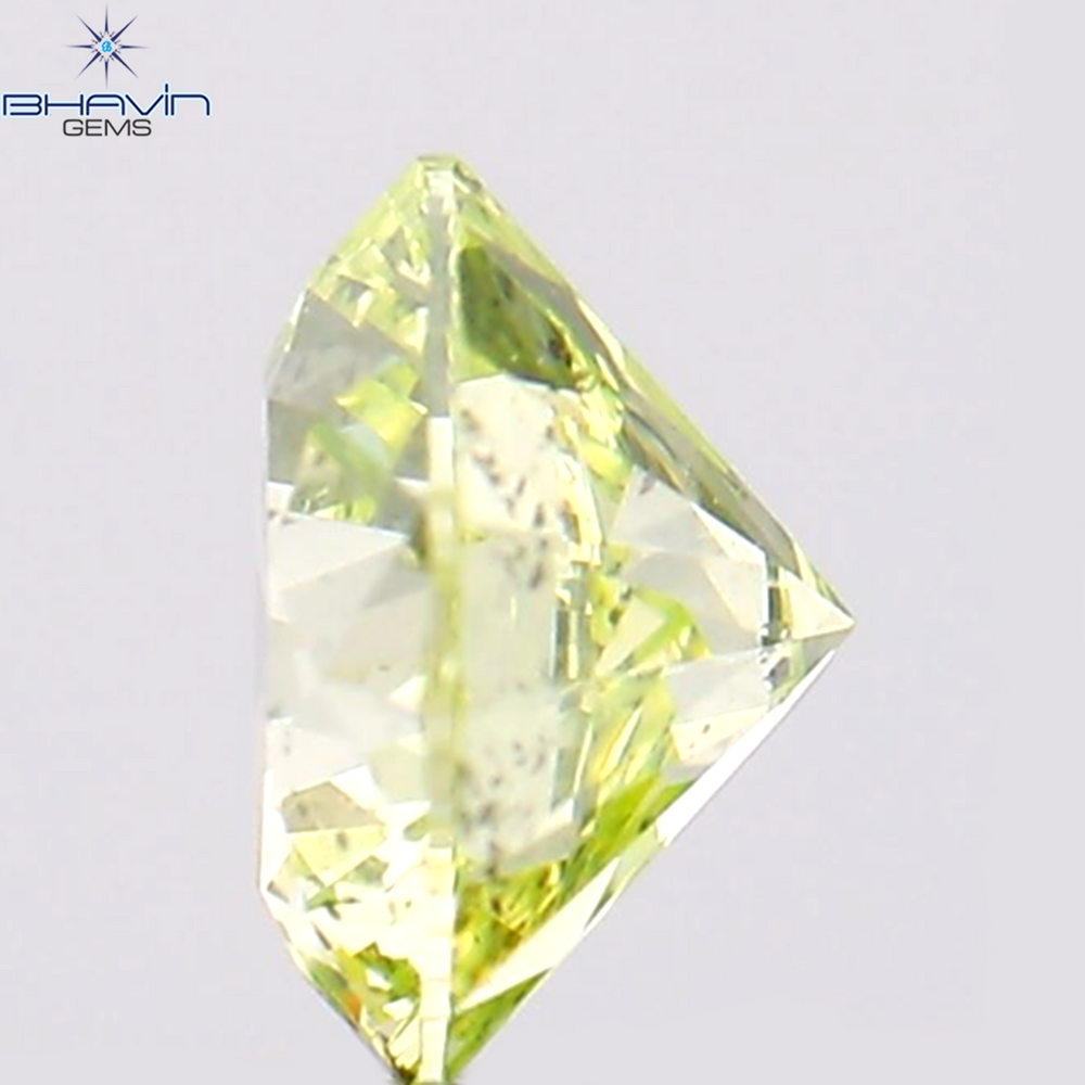 0.32 CT Round Shape Natural Diamond Greenish Yellow Color SI1 Clarity (4.32 MM)