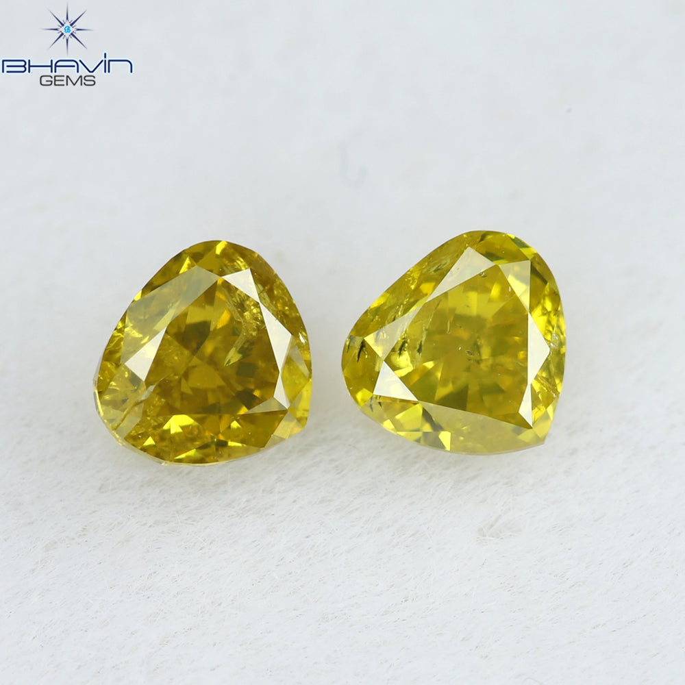 0.40 CT/2 Pcs Heart Shape Natural Loose Diamond Yellow Color SI2 Clarity (3.70 MM)