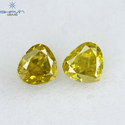 0.40 CT/2 Pcs Heart Shape Natural Loose Diamond Yellow Color SI2 Clarity (3.70 MM)