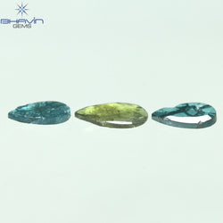 0.71 CT/3 Pcs Pear Shape Natural Diamond Green Blue Color I3 Clarity (7.04 MM)