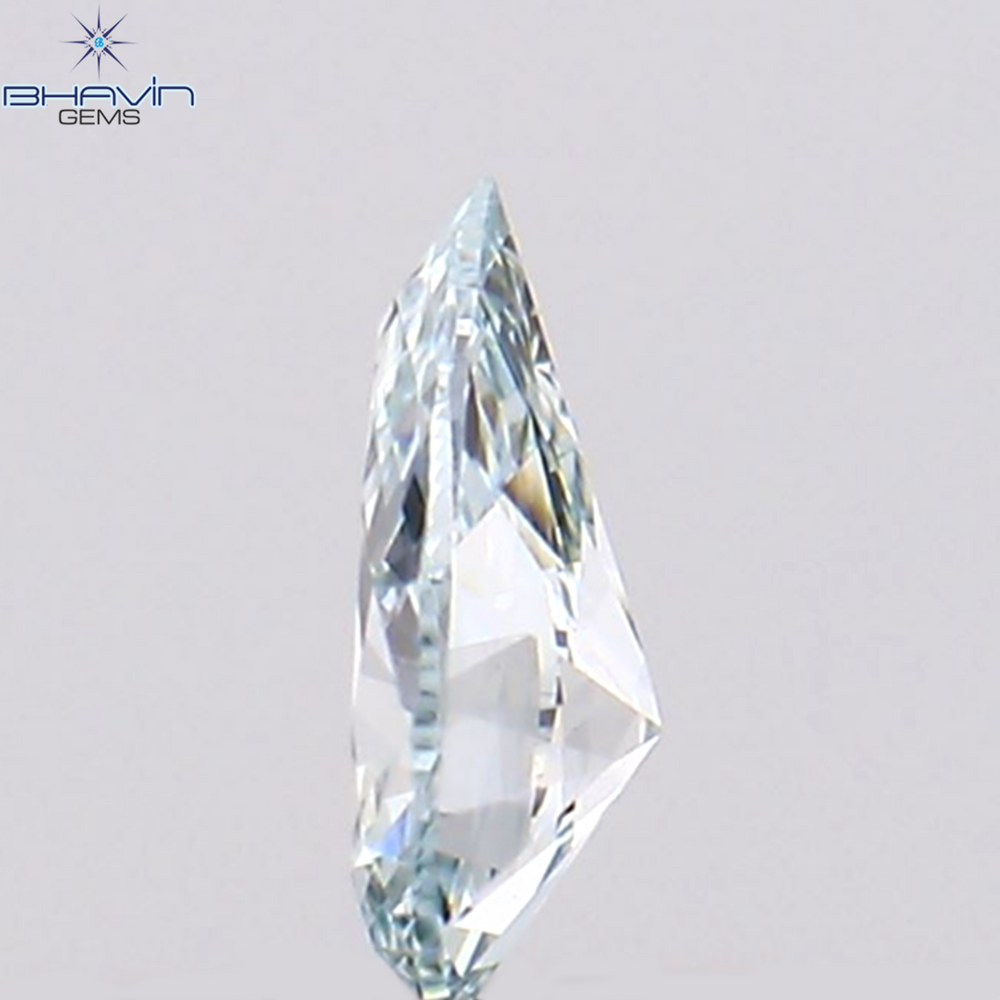 0.07 CT ペアシェイプ ナチュラル ダイヤモンド グリーンがかったブルー カラー VS1 クラリティ (3.68 MM)