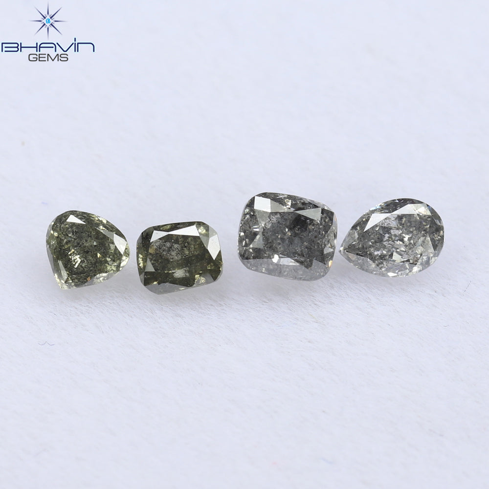 0.48 CT/4 PCS Mix Shape Natural Diamond Salt And Pepper Color I3 Clarity (3.31 MM)