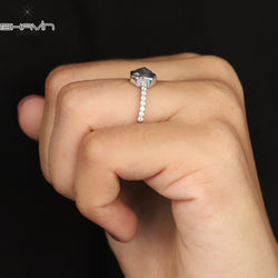 Emerald Diamond Natural Diamond Ring Salt And Pepper Color Gold Ring Engagement Ring