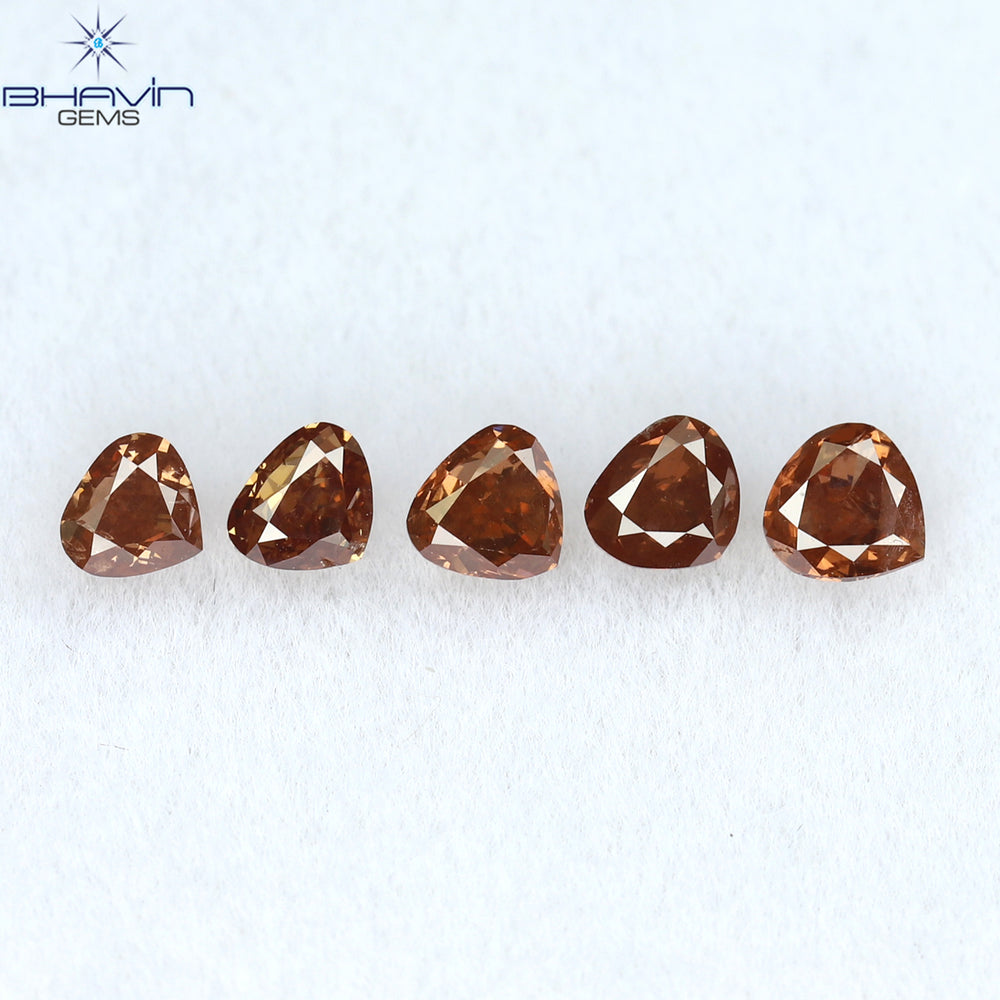 0.64 CT/5 Pcs Heart Shape Natural Loose Diamond Pink Color SI1 Clarity (3.20 MM)