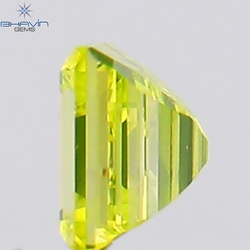 0.09 CT Square Cut Natural Diamond Enhanced Greenish Yellow Color VS2 Clarity (2.45 MM)