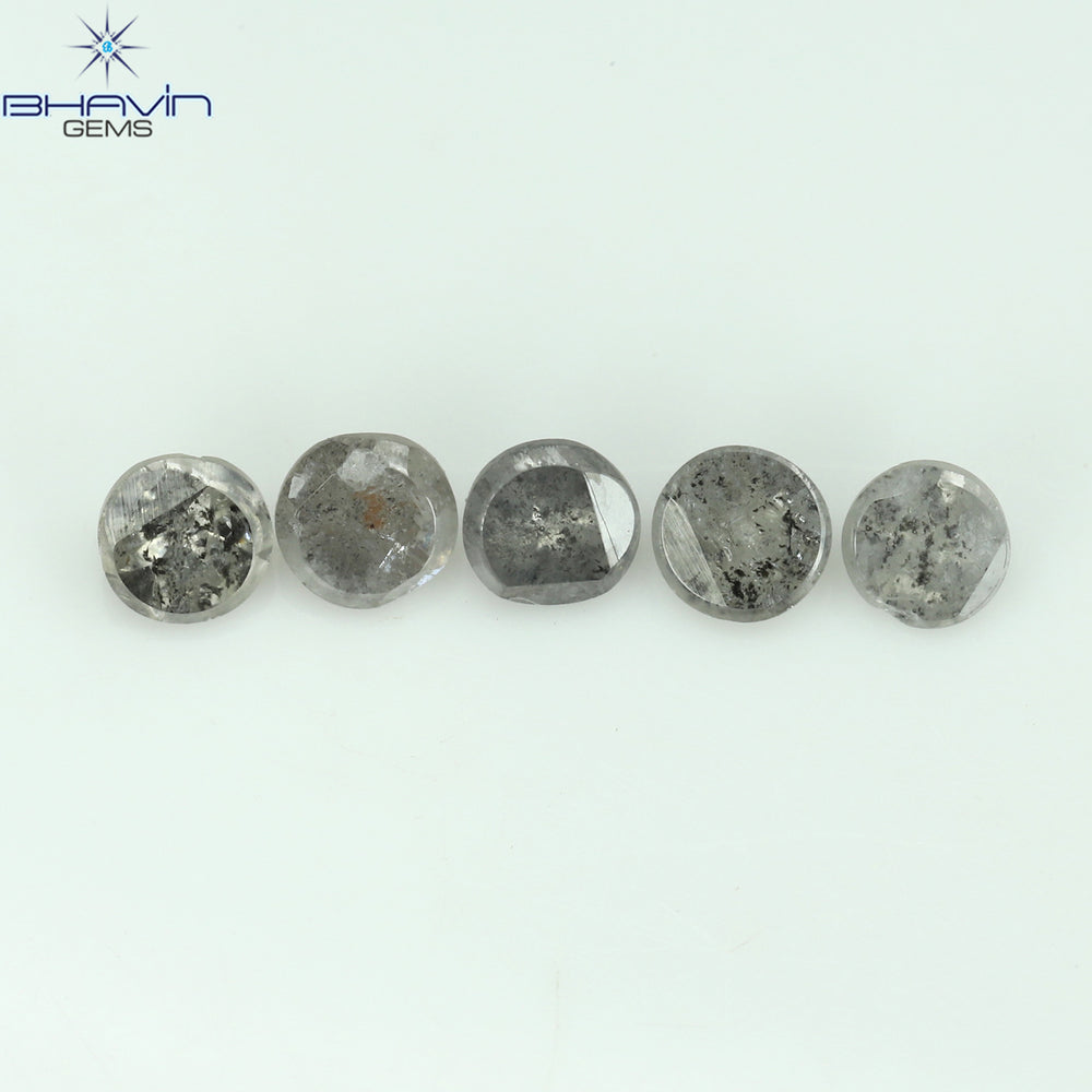 0.55 CT /5 Pcs Uncut Shape Salt And Pepper Natural Loose Diamond I3 Clarity (2.98 MM)