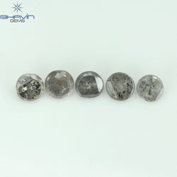 0.55 CT /5 Pcs Uncut Shape Salt And Pepper Natural Loose Diamond I3 Clarity (2.98 MM)