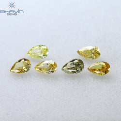 0.61 CT/6 Pcs Pear Shape Natural Diamond Mix Color VS2 Clarity (3.97 MM)