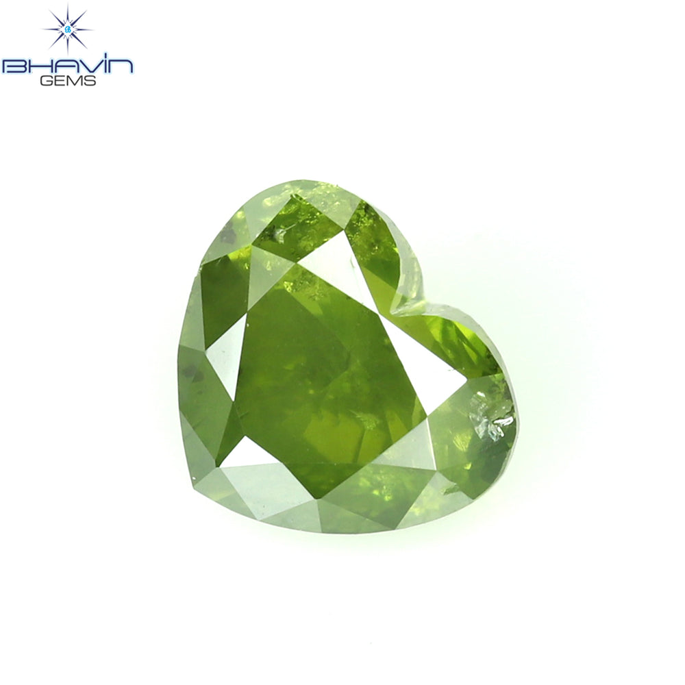 0.39 CT Heart Shape Natural Diamond Green Color I1 Clarity (4.70 MM)
