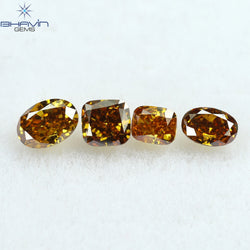 0.48 CT/4 PCS Mix Diamond Natural diamond Orange Diamond VS1 Clarity (3.82 MM)