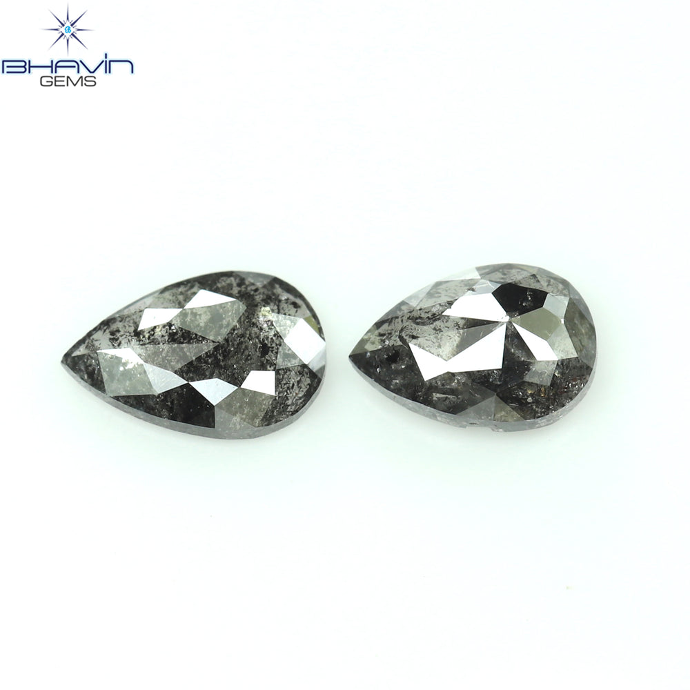 0.57 CT/2 Pcs Pear Shape Natural Loose Diamond Salt And Pepper Color I3 Clarity (5.63 MM)
