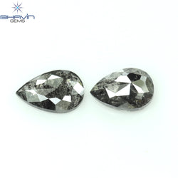 0.57 CT/2 Pcs Pear Shape Natural Loose Diamond Salt And Pepper Color I3 Clarity (5.63 MM)