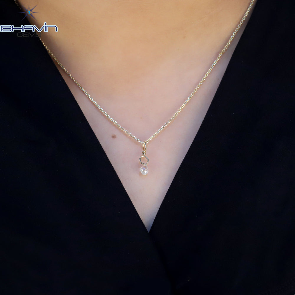 Diamond Pendant Rough Diamond White Gray Diamond Yellow Gold Pendant Bridal Necklace Pendant
