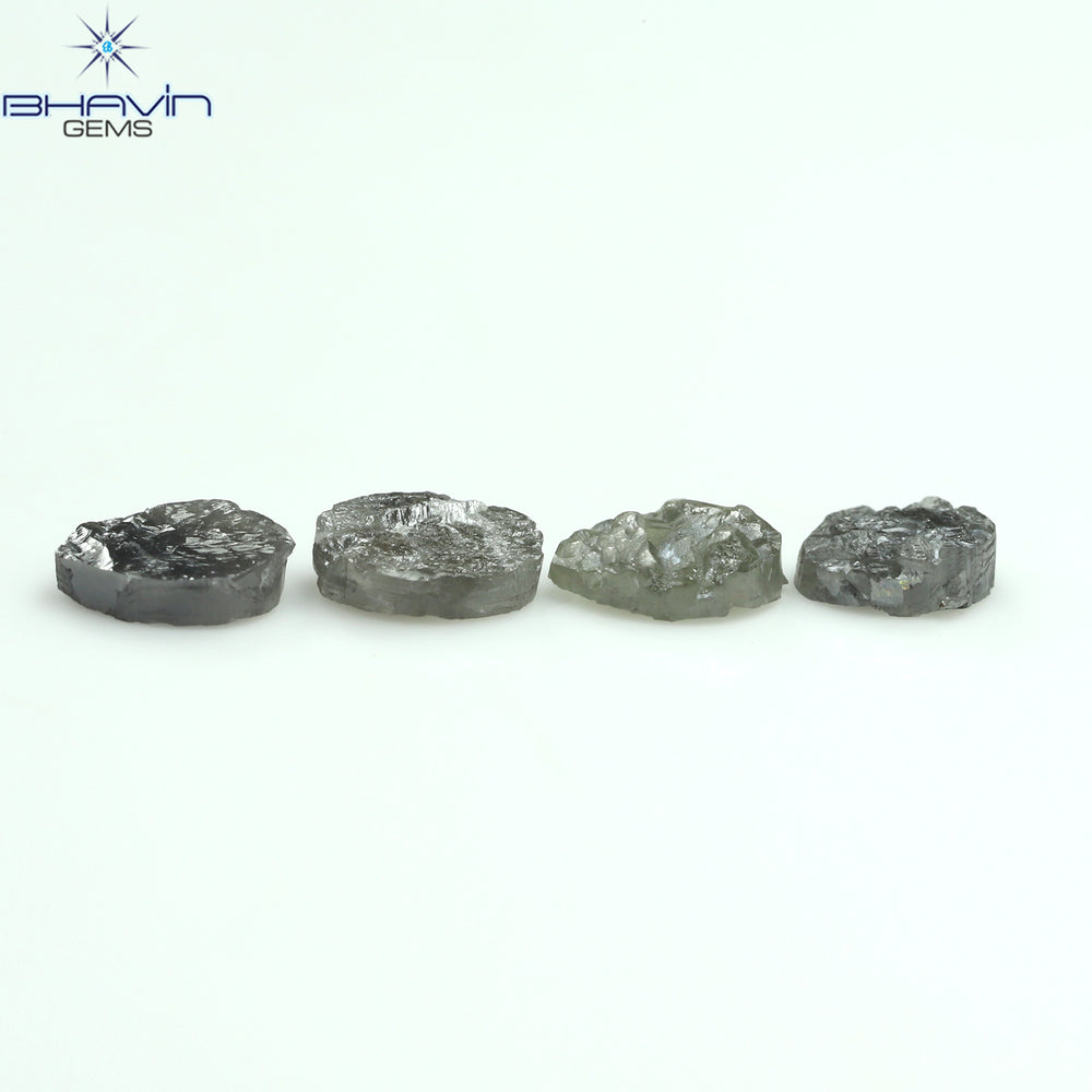 1.91 CT /4 Pcs Uncut Shape Salt And Pepper Natural Loose Diamond I3 Clarity (5.85 MM)