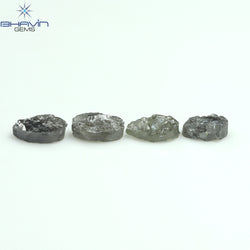 1.91 CT /4 Pcs Uncut Shape Salt And Pepper Natural Loose Diamond I3 Clarity (5.85 MM)