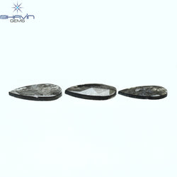 0.99 CT/3 Pcs Pear Slice Shape Natural Diamond Salt And Pepper Color I3 Clarity (8.12 MM)