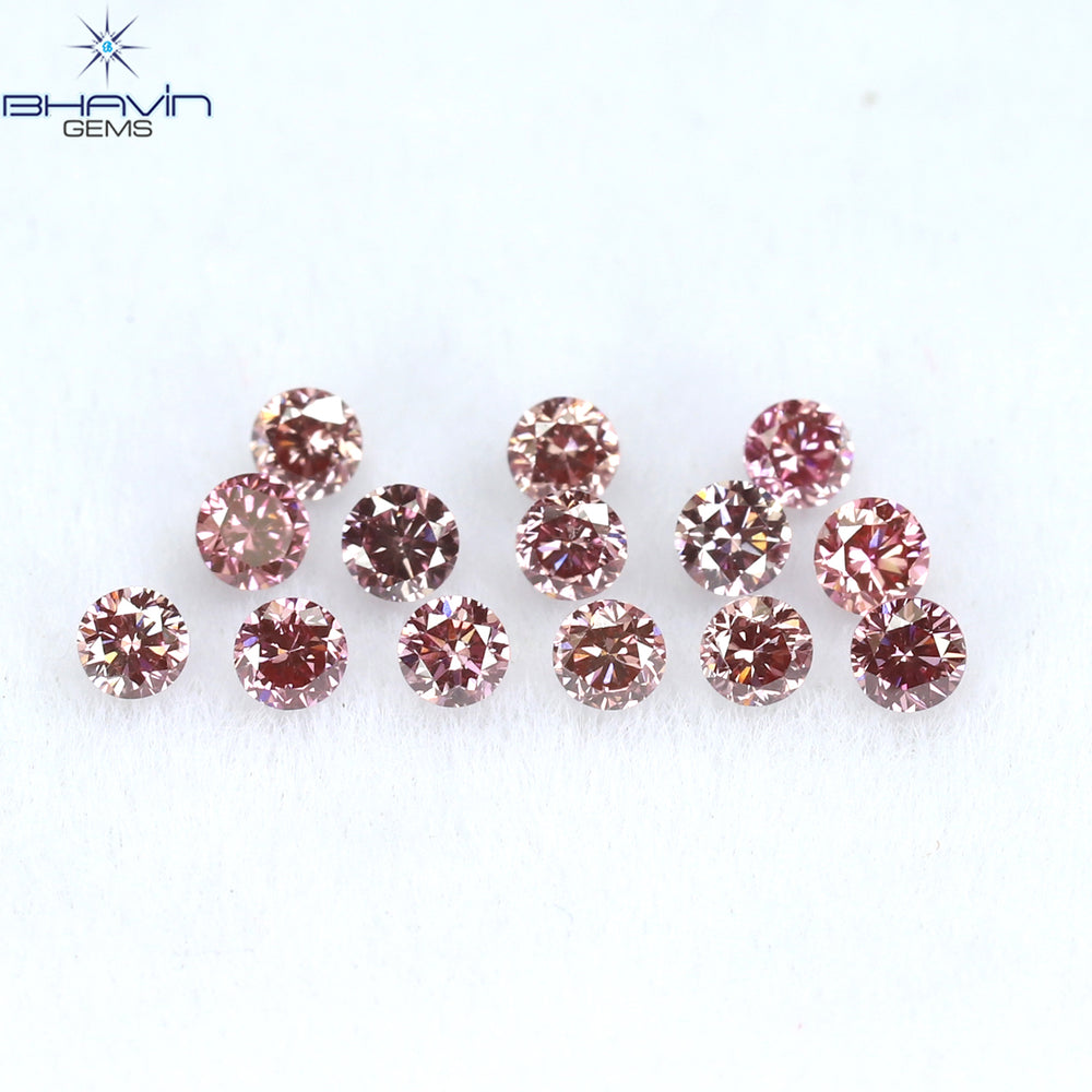 0.30 CT/14 PCS Round Diamond Vivid Pink Color Natural Diamond VS Clarity (1.70 MM)