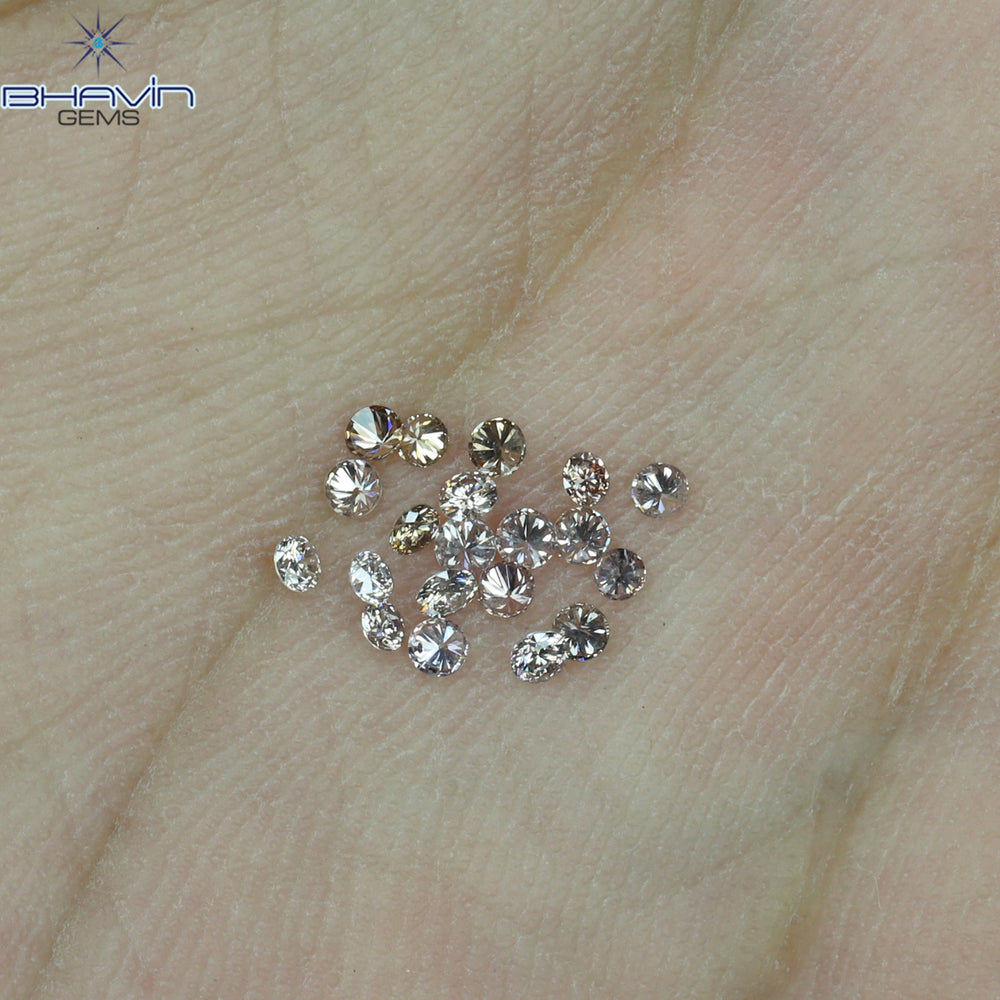 0.29 CT/20 Pcs Round Shape Natural Loose Diamond Brown Pink Argyle Color VS-SI Clarity (1.60 MM)