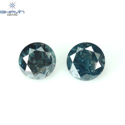 0.44 CT/2 ピース ラウンド ダイヤモンド ブルー ダイヤモンド 天然ダイヤモンド I3 クラリティ (3.73 MM)