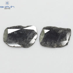 2.32 CT/2 PCS Slice Diamond Salt And Pepper Color Clarity I3 (12.50 MM)