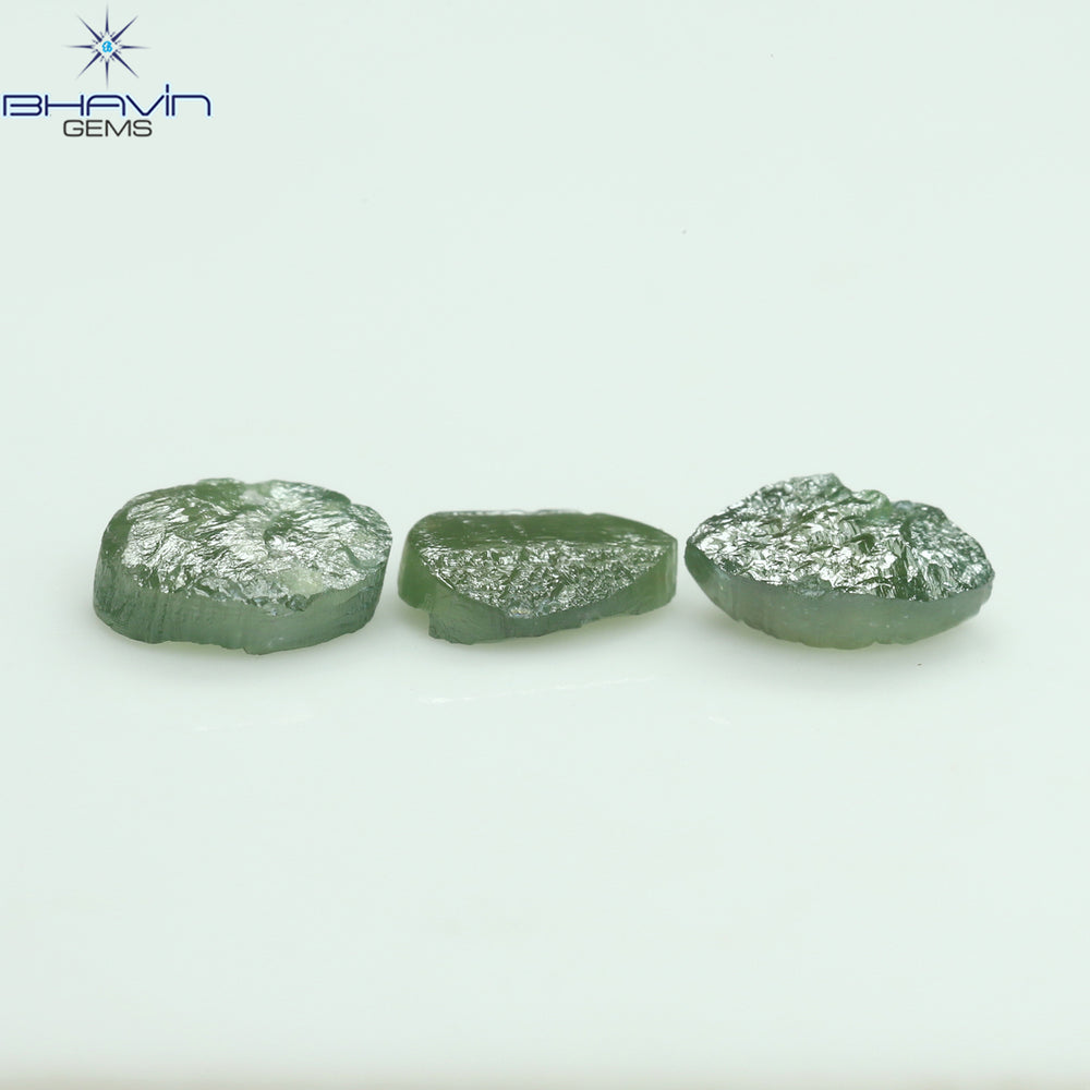 1.13 CT /3 Pcs Uncut Shape Green Natural Loose Diamond I3 Clarity (5.50 MM)