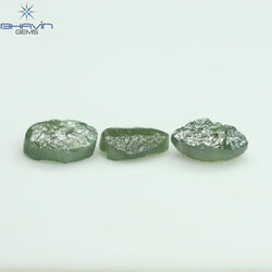 1.13 CT /3 Pcs Uncut Shape Green Natural Loose Diamond I3 Clarity (5.50 MM)
