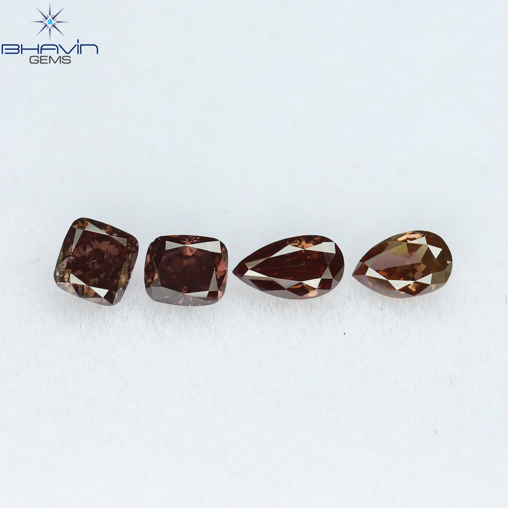 0.54 CT/4 Pcs Mix Shape Natural Diamond Pink Color SI1 Clarity (4.42 MM)
