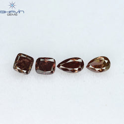 0.54 CT/4 Pcs Mix Shape Natural Diamond Pink Color SI1 Clarity (4.42 MM)