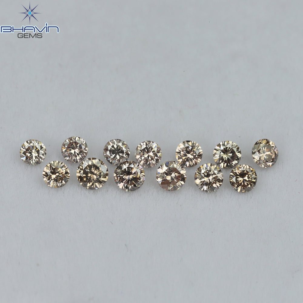 0.52 CT/13 Pcs Round Shape Natural Loose Diamond Brown Pink (Argyle) Color VS2 Clarity (2.35 MM)