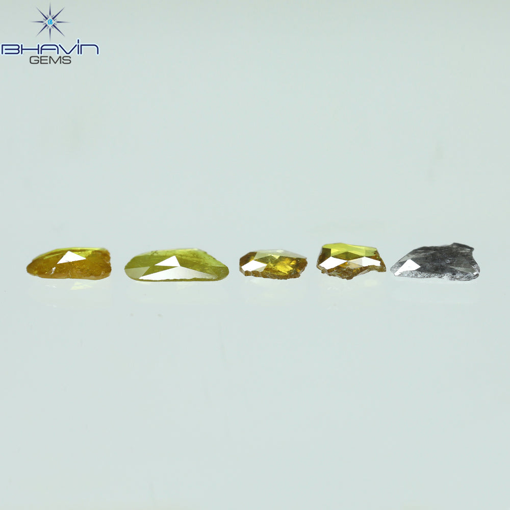 0.71 CT/5 ピース ローズカット ポルキ シェイプ ナチュラル ダイヤモンド ファンシー カラー I3 クラリティ (6.26 MM)