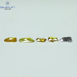 0.71 CT/5 ピース ローズカット ポルキ シェイプ ナチュラル ダイヤモンド ファンシー カラー I3 クラリティ (6.26 MM)